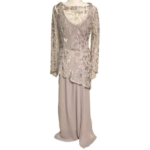 Onyx Nite Formal 2 Piece Grey Evening Gown Size 8 - Picture 2 of 13